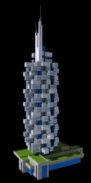 Futuristická Technologická Architektura Pro Science Fiction Městské Panorama Vykreslené Oříznutou — Stock fotografie