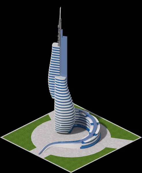 具有有机结构的未来主义城市建筑 为方格格子格子游戏或科幻图形背景 裁剪路径包含在3D图解中 — 图库照片