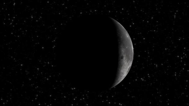 Detailed Moon Phases Starry Sky Increasing Dark Full Decreasing Dark — Video Stock