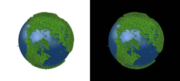 Illustration Des Nordpols Der Grünen Erde Mit Den Kartierten Kontinenten — Stockfoto