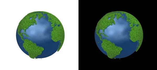 Illustration Der Atlantischen Grünen Erde Mit Den Kartierten Kontinenten Und — Stockfoto