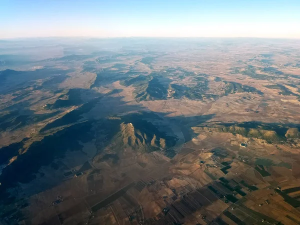 Chaîne Montagnes Aérienne Espagne Prise Une Fenêtre Avion Photo De Stock