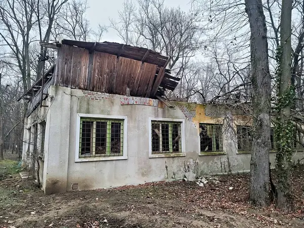 stock image Ruins covered in vegetation of an old, dilapidated structure