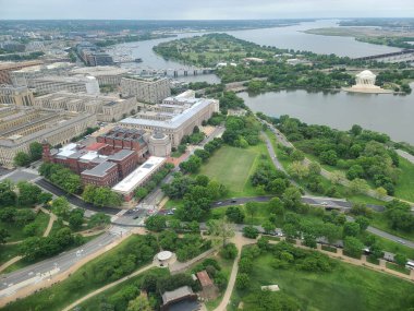 South view aerial of the National Mall with the Thomas Jefferson Memorial, seen from the Washington Memorial in Washington DC, USA. clipart