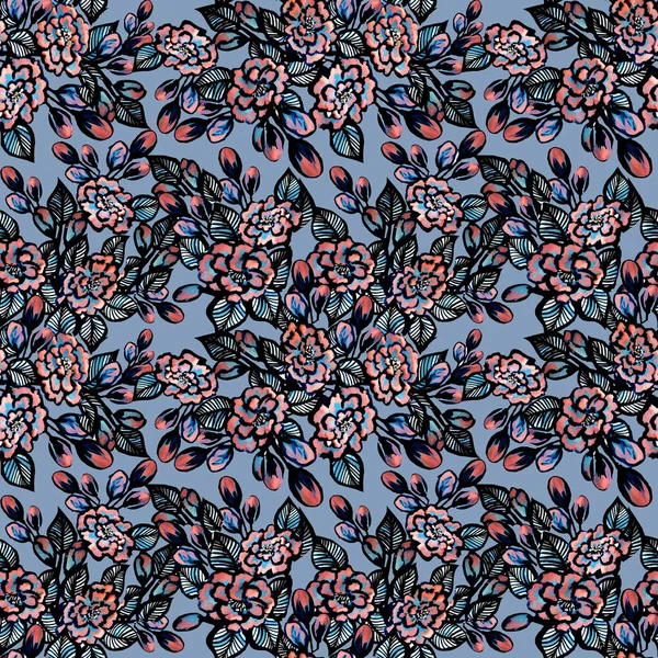 Kühles Helles Muster Mit Blumen — Stockfoto