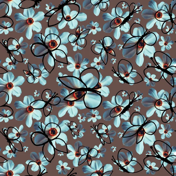 Buntes Helles Muster Mit Blumen — Stockfoto