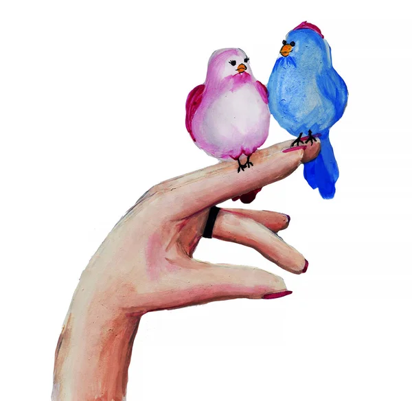 Miłość Ptaków Pięknej Dłoni — Zdjęcie stockowe