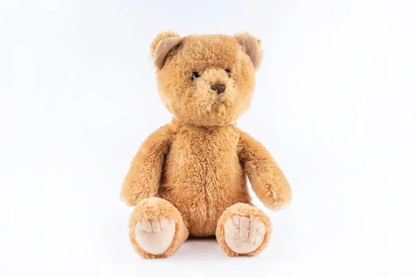 Mjuk Leksak Bear Barns Leksak Vit Bakgrund — Stockfoto