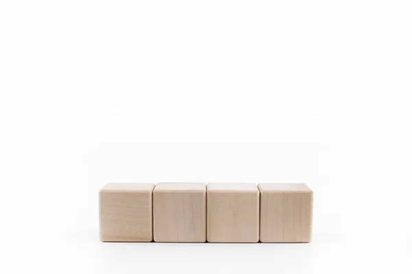 Четыре Деревянных Кубика Белом Фоне — стоковое фото