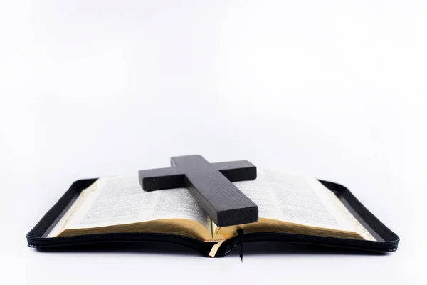 Jesu Kors Korsfästelse Mot Bibeln Bön — Stockfoto