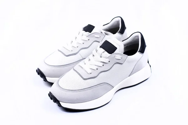 Sneakers White Mowing White Background Sports Shoes — Stock Photo, Image