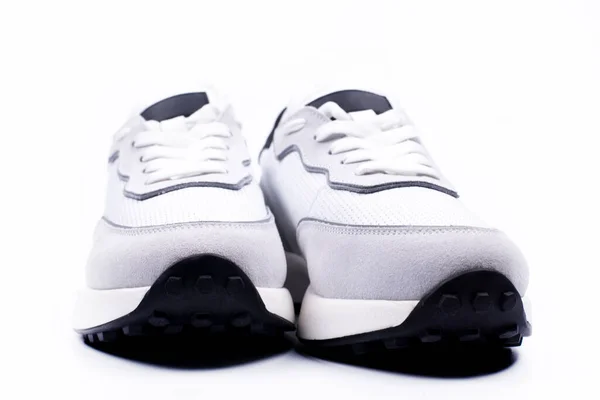 Кроссовки Белые Косить Белом Фоне Спортивная Обувь — стоковое фото
