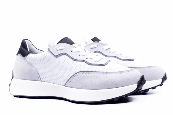 Sneakers White Κούρεμα Λευκό Φόντο Αθλητικά Παπούτσια — Φωτογραφία Αρχείου