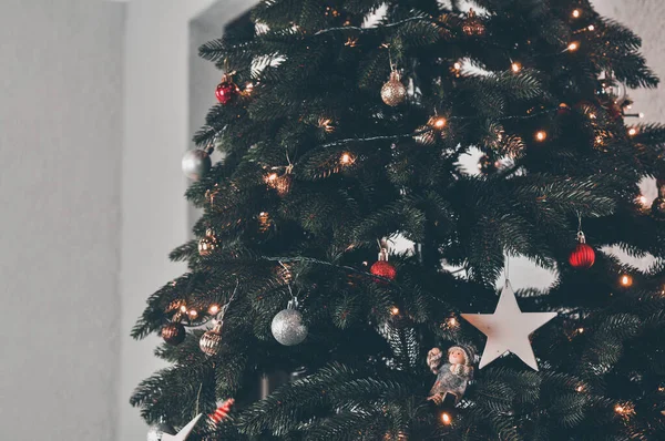 Árvore Natal Árvore Natal Com Decorações Natal Interior Fotografia De Stock