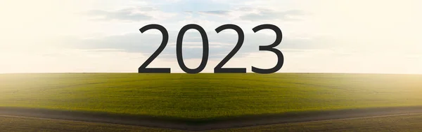 2023 Year Green Field Blue Sky Plans 2023 Imagens Royalty-Free