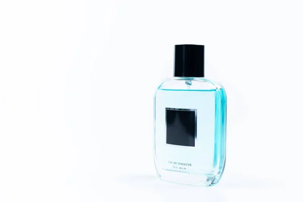 Glazen Fles Met Parfum Een Witte Achtergrond — Stockfoto