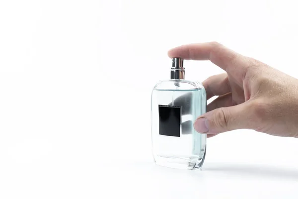 Glass Bottle Perfume White Background — Stock Photo, Image