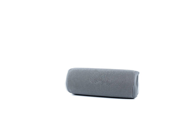 Portable audio speaker. Audio Column for music. On a white background.