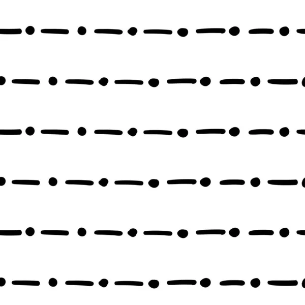 Simple Hand Drawn Geometric Pattern Abstract Lines Stripes Black White — Vetor de Stock