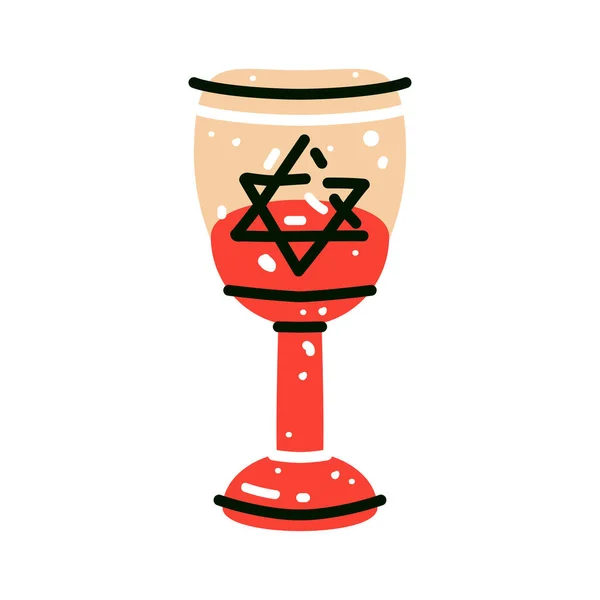 Drawing Wineglass Israel Drink Hand Drawn Colored Flat Vector Illustration — Vector de stock