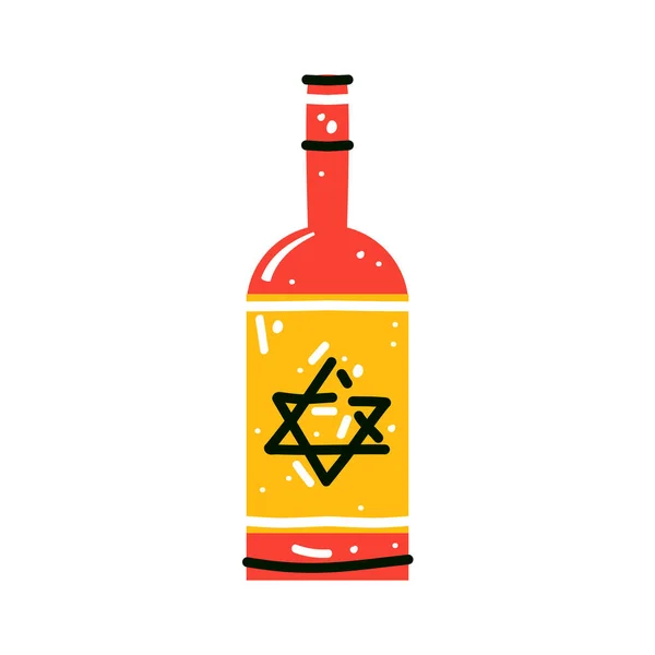 Korková Láhev Alkoholu Sklenice Červeného Vína Stolní Nádobí Izraelským Pitím — Stockový vektor