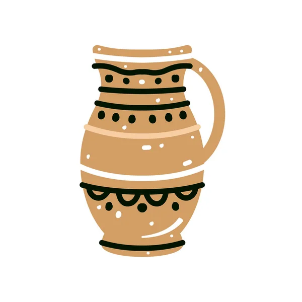 Greek Ceramic Amphora Old Historical Vessel Classic Earthenware Crockery Pottery —  Vetores de Stock