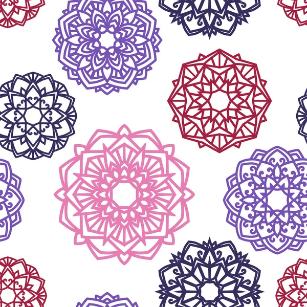 Чешуйчатый Бесшовный Рисунок Цветочных Мандал Восточный Силуэт Фонового Орнамента Векторный — стоковый вектор