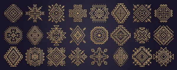 Elementi Geometrici Astratti Aztechi Set Ornamenti Etnici Disegno Tribale Simboli — Vettoriale Stock