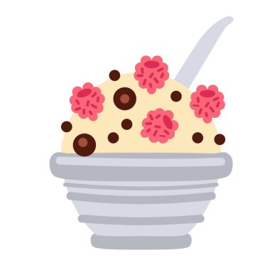 Parlak çizgi film tarzında dondurma. Beyaz arkaplanda izole edilmiş güzel renklerde buzlanma vektörü. Web tasarımı veya yazdırma için vektör illüstrasyonu