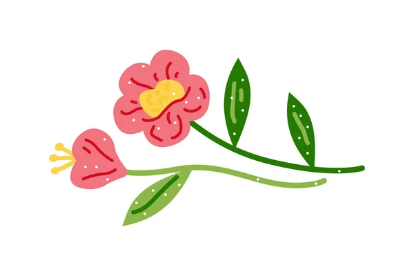 白い背景に孤立したベクトルのアジアの花 春と花のアイコンやシンボル 落書きスケッチ — ストックベクタ