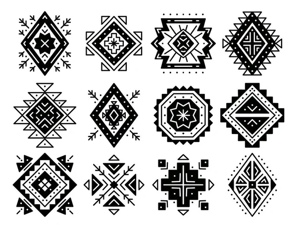 Des Éléments Géométriques Abstraits Aztèques Ensemble Ornements Ethniques Design Tribal — Image vectorielle