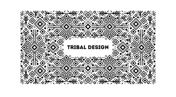 Frontera Azteca Decorativa Formas Decoración Arte Blanco Negro Marco Tribal — Vector de stock