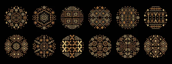 Conjunto Vectorial Plantillas Cubierta Tribal Círculos Africanos Decorativos Formas Étnicas — Vector de stock