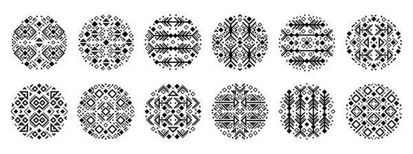 Черно Белый Декорации Круглые Формы Набор Векторный Набор Шаблонов Родовых — стоковый вектор