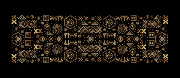 装饰非洲边界 明亮的橙色和黑色艺术装饰形状 矢量部落框架 线条风格与空间的文字几何族裔框架 豪华包装 — 图库矢量图片
