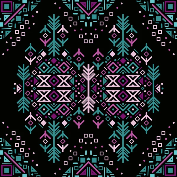 Племенной Этнический Бесшовный Полосатый Узор Ацтекском Стиле Геометрический Орнамент Иката — стоковый вектор