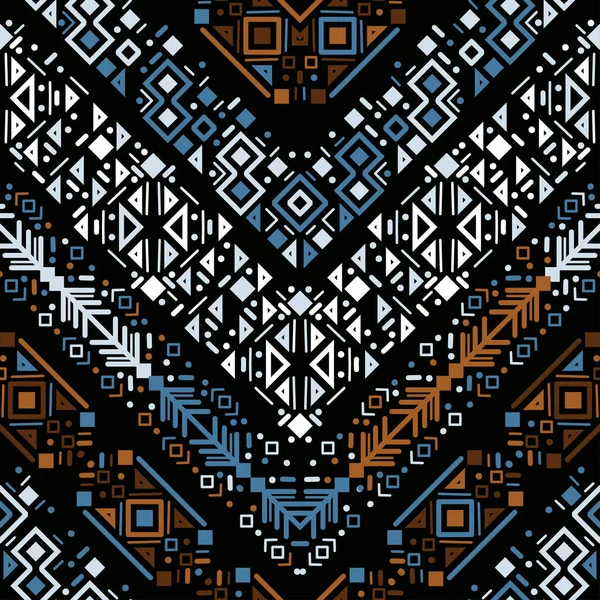アステカスタイルの部族の民族シームレスストライプパターン イカット幾何学民俗装飾 インド ジプシー メキシコ 民俗パターン — ストックベクタ