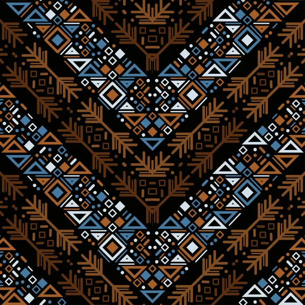 Племенной Этнический Бесшовный Полосатый Узор Ацтекском Стиле Геометрический Орнамент Иката — стоковый вектор
