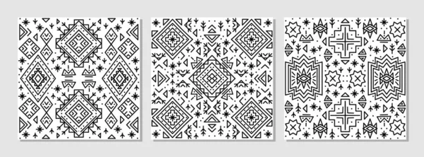 阿兹特克风格的部族无缝模式 Ikat几何民俗装饰 印第安人 吉普赛人 墨西哥人 斯堪的纳维亚人 民间模式 独特的背景以Boho风格制作 非洲纺织品印花 — 图库矢量图片