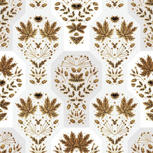 Golden Art Decoration Illustration Banner Decor Print Textile Wallpaper Interior — Stock Vector