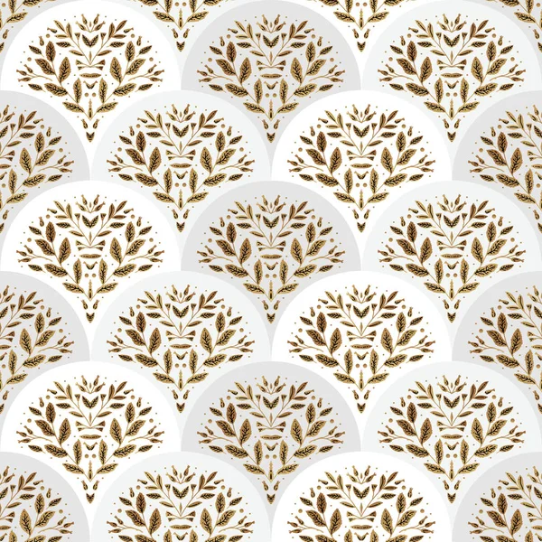 Golden Art Decoration Illustration Banner Decor Print Textile Wallpaper Interior — Stock Vector