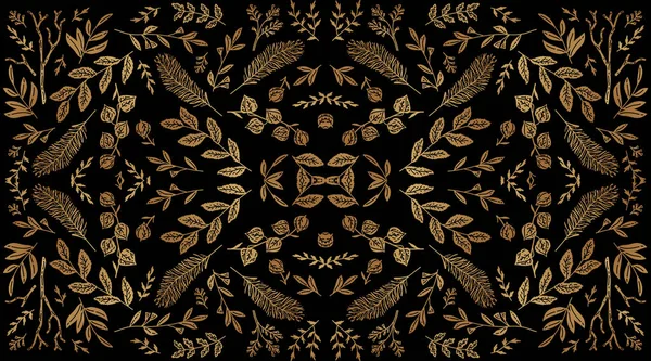 Złota Ilustracja Dekoracji Sztuki Baner Wystrój Wnętrz Nadruk Tekstylia Tapety — Wektor stockowy