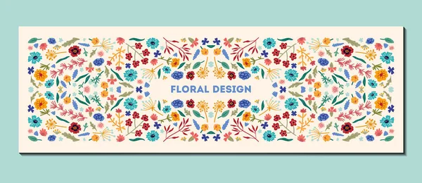 Gyönyörű Banner Sablonok Firkákkal Virágos Rózsákkal Levelekkel Virágcsokrokkal Virágkompozíciókkal Jegyzetfüzet — Stock Vector