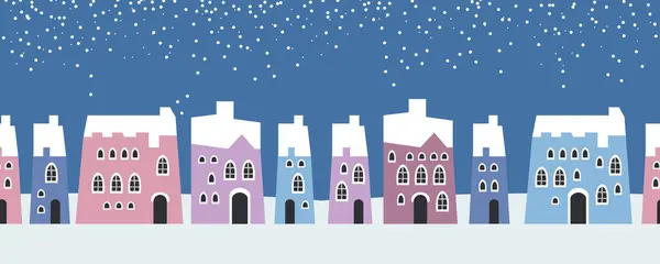 Paisagem Inverno Sem Costura Padrão Celebrando Natal Ano Novo Panorama Ilustrações De Bancos De Imagens Sem Royalties