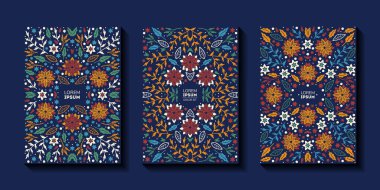 Beautiful flower collection of posters with doodles floral with poinsettia, pine cone, spruce, branch, leaves, floral bouquets, flower compositions. Notebook covers