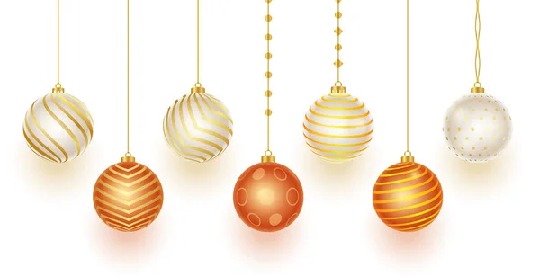 Set Van Realistische Kerstmis Bauble Ornamenten Ontwerp — Stockvector