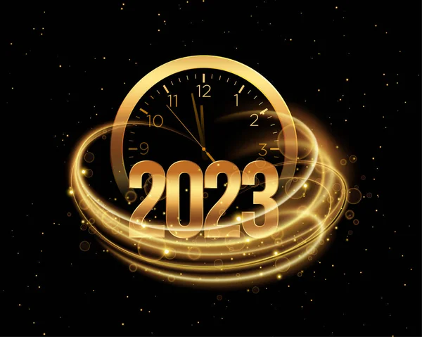 stock vector 2023 new year background with golden clock and light effect vector 