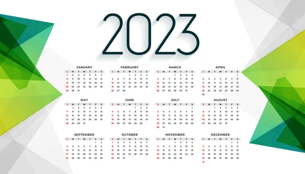 2023 Neujahrskalender Mit Abstrakten Formen Hintergrundvektor — Stockvektor