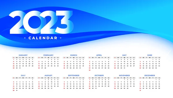 Trevlig 2023 Utskrivbara Kalender Mall Skrivbord Brevpapper Vektor — Stock vektor