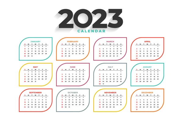 Stijlvolle 2023 Nieuwjaarskalender Voor Bureau Vector — Stockvector